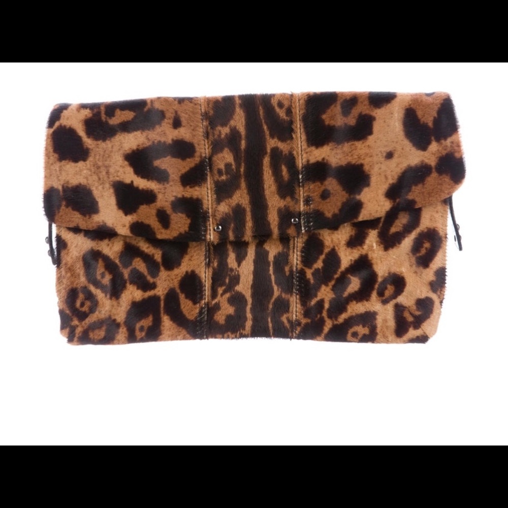 Giuseppe Zanotti ponyhair leopard clutch